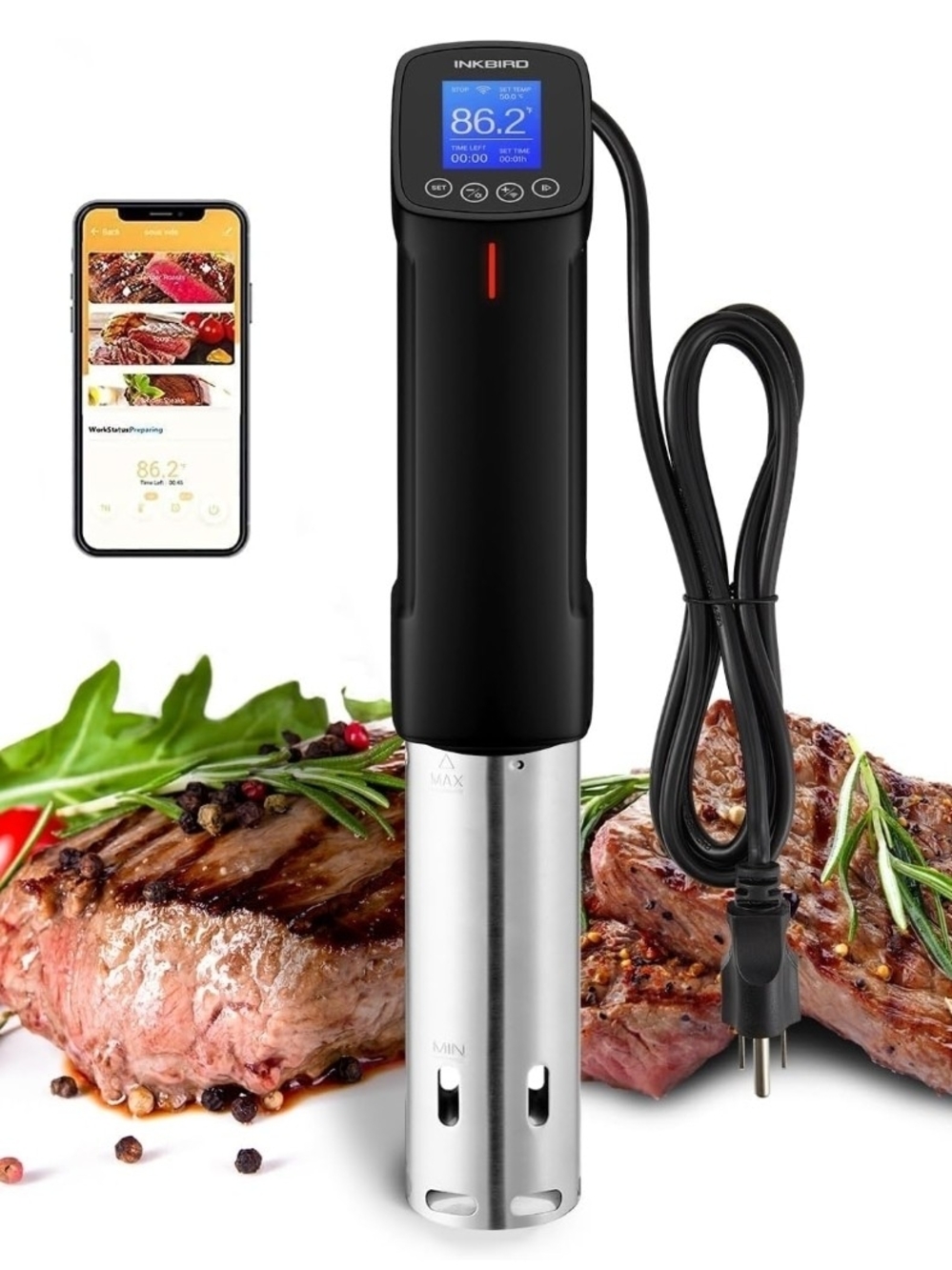 NKBIRD WIFI Sous Vide Cooker ISV-100W, 1000 Watts Fast-Heating with Timer OPEN